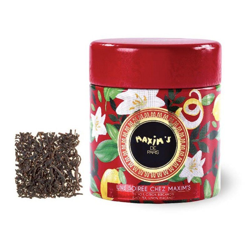 Flavored Black Tea "Une Soirée chez Maxim's" Tin Box, 1.05oz-Jams & Teas-Maxim's shop