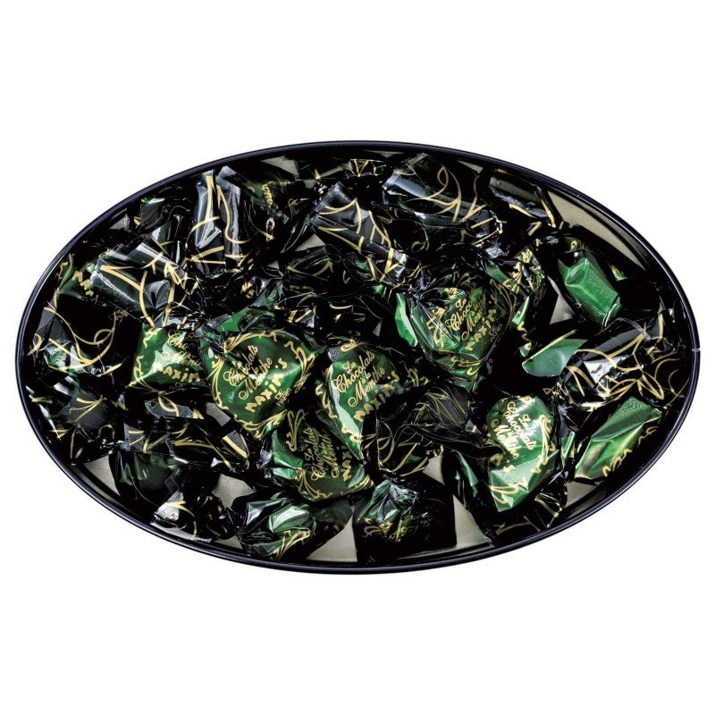 Chocolate covered mint candy in Black oval tin, 6.17oz-Chocolate-Maxim's shop