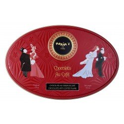 Chocolate covered coffee candy, Red oval tin, 6.17oz-Chocolate-Maxim's shop